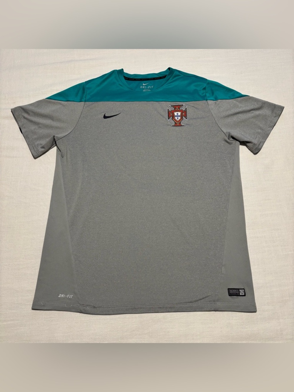 Men’s Nike Soccer Portugal 2014-2015 Training Shirt Jersey | Gray / Teal | XXL